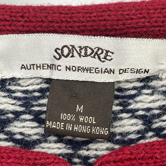 Sondre Nordic Wool Fair Isle Sweater Mens Size Medium Metal Clasp Closure - Picture 5 of 6